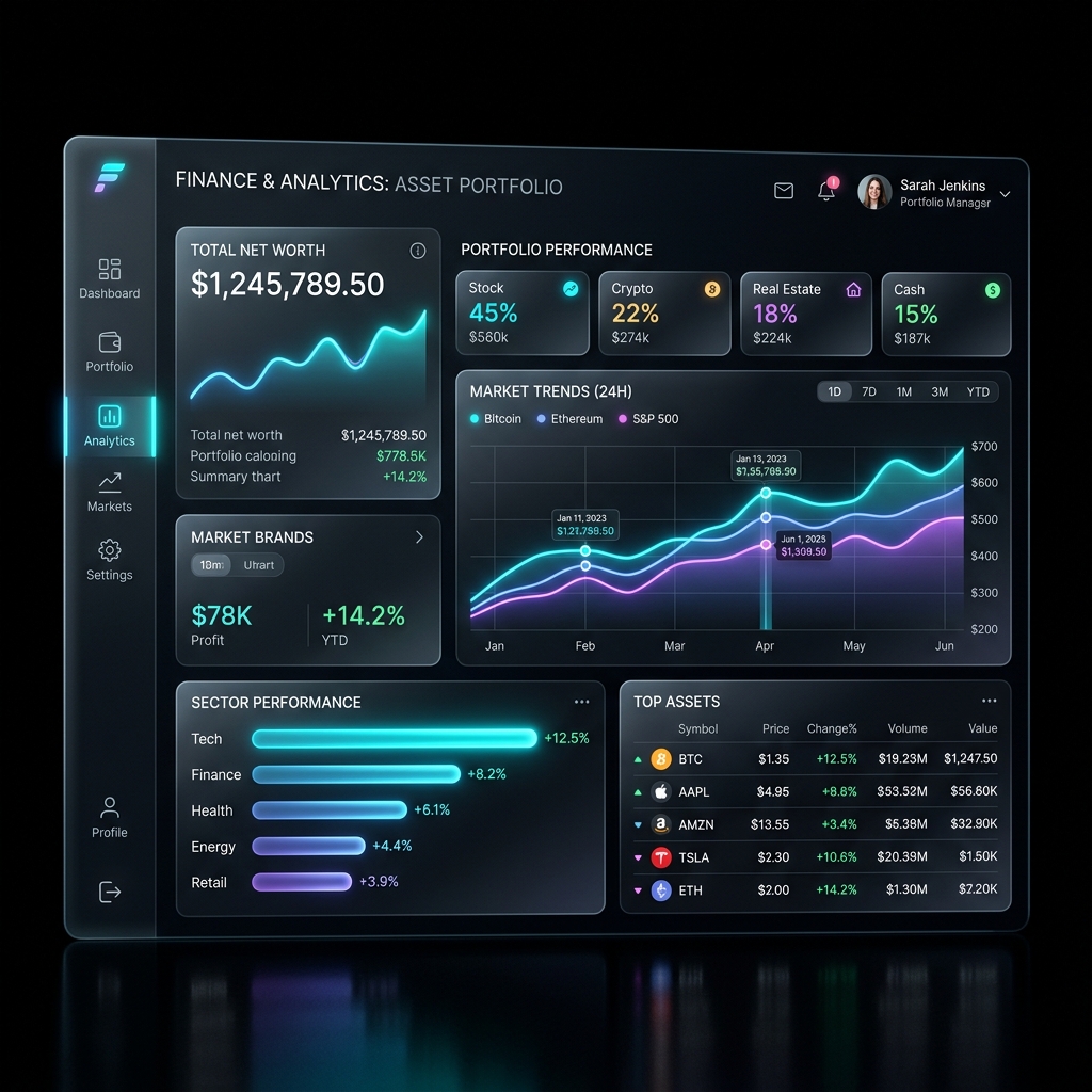 Wealth Analytics Platform glassmorphism dashboard